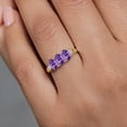 thumbnail image 4 of Gem Stone King 925 Silver and 10K Yellow Gold Purple Amethyst and Lab Grown Diamond Engagement Ring for Women | 1.37 Cttw | Oval 6X4MM | Gemstone February Birthstone | Size 8, 4 of 4