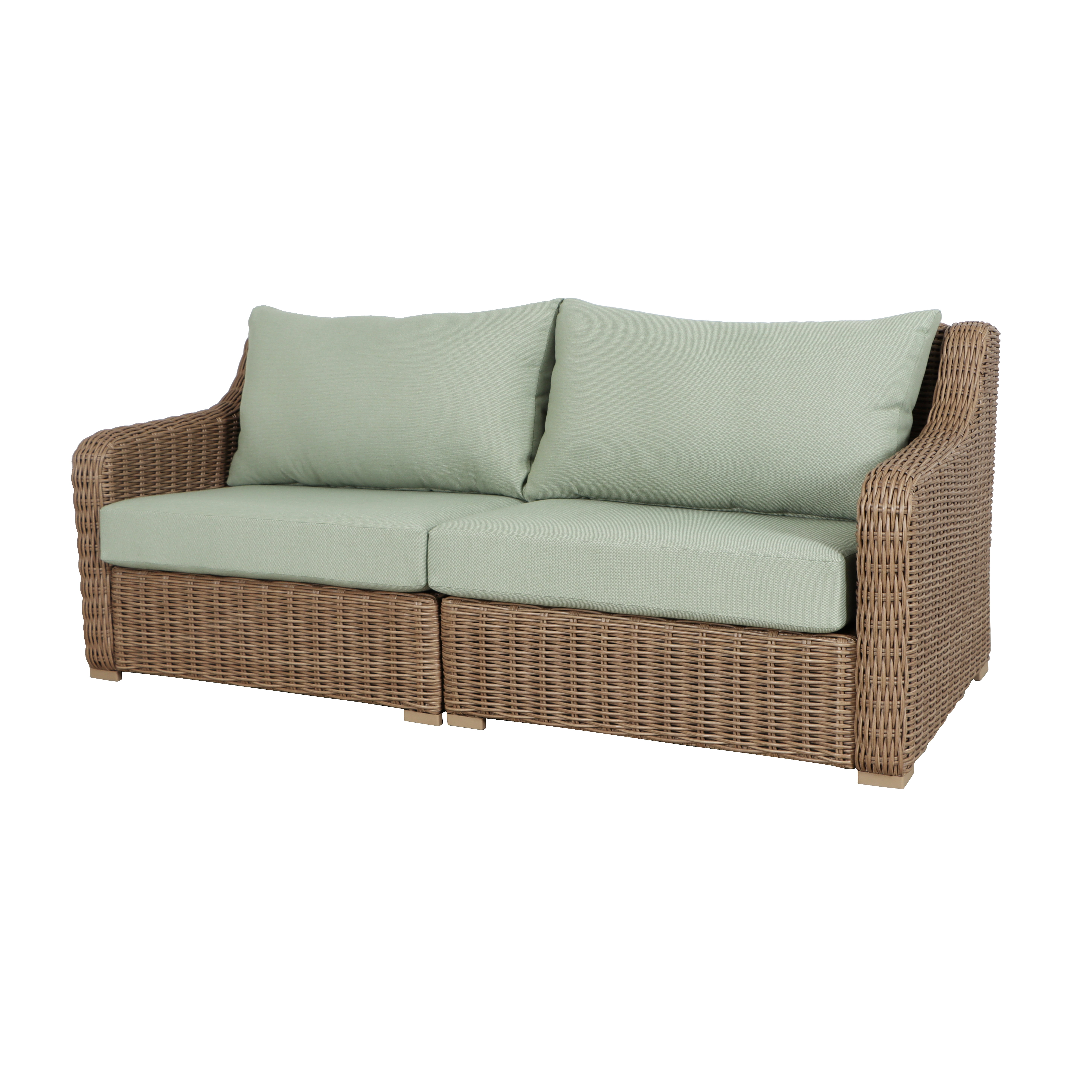 Better Homes & Gardens Bellamy Outdoor 1pc Sofa, Tan Wicker/Green Cushion