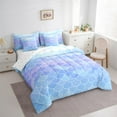 thumbnail image 3 of Manfei Sea Animal 7-Piece Twin Bedding Sets,Mermaid Fishtail Bedding Comforter Set,Gradient Purple Blue Sheet Sets For Princess,Ultra Soft Home Decor Reversible, 3 of 8
