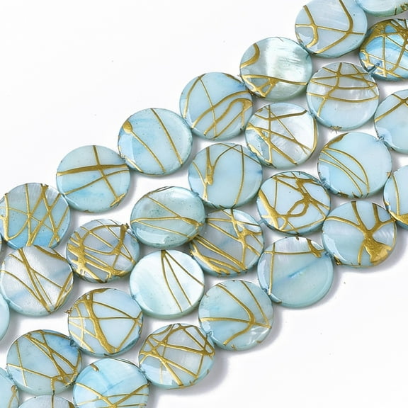 1Strand Drawbench Freshwater Shell Beads Strands Dyed Flat Round Pale Turquoise 10.5~11.5x2~3mm Hole: 1mm about 32pcs/Strand 14.17 inch~14.45 inch