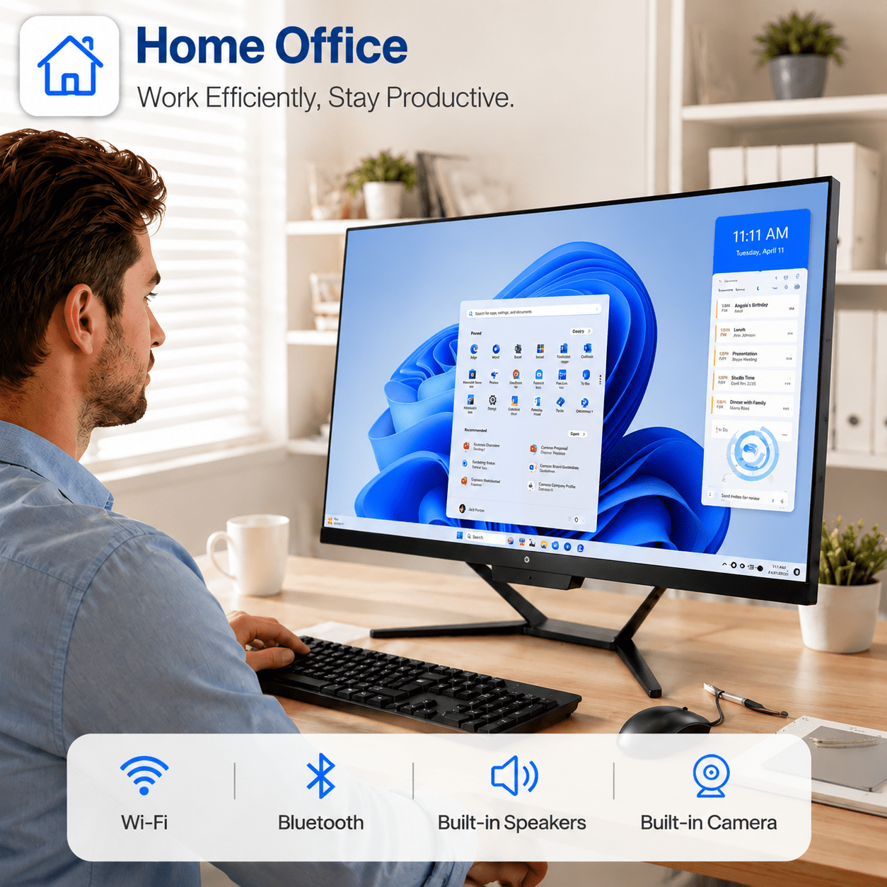 PTZZHEDM 21.5" All-in-One Business Desktop Computer, Intel i7-3610QM, 16Gb Ram, 256Gb Ssd, Win10 Pro, Mouse, Keyboard, Wi-Fi, Bluetooth