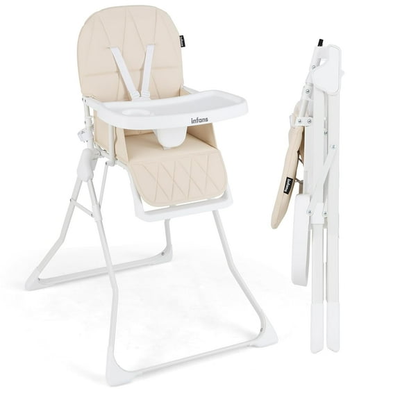 OLAKIDS Chaise Haute pour Bébé, Chaise Haute Portable à Pliage Rapide pour Bébés et Tout-Petits avec Repose-Pieds Réglable, Plateau Amovible Compatible Lave-Vaisselle, Siège en PU, Chaises Hautes Compactes pour Bébé de 6 à 36 Mois