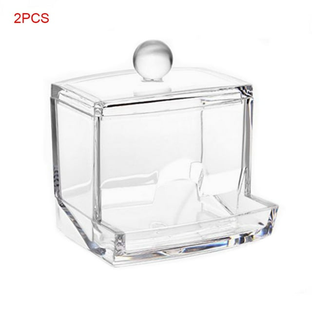 2 Pieces Square Q-tips Cotton Swabs Holder Cotton Swabs Storage Stand Rack Organizer Box Cosmetic Makeup Case