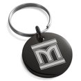 thumbnail image 1 of Stainless Steel Letter M Initial Empire Monogram Engraved Small Medallion Circle Charm Keychain Keyring, 1 of 1