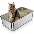 thumbnail image 5 of Stainless Steel Cat Litter Box, Bug Hull High Sided Metal Pan, Odor Control, Easy to Clean, 23.4" x 15.6" x 6", 5 of 8
