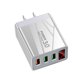 thumbnail image 1 of Cargador de teléfono USB 3 puertos Cargador LED Adaptador de carga de carga rápida portátil, blanco, enchufe de EE. UU. Inevent EL001125-04B, 1 of 7