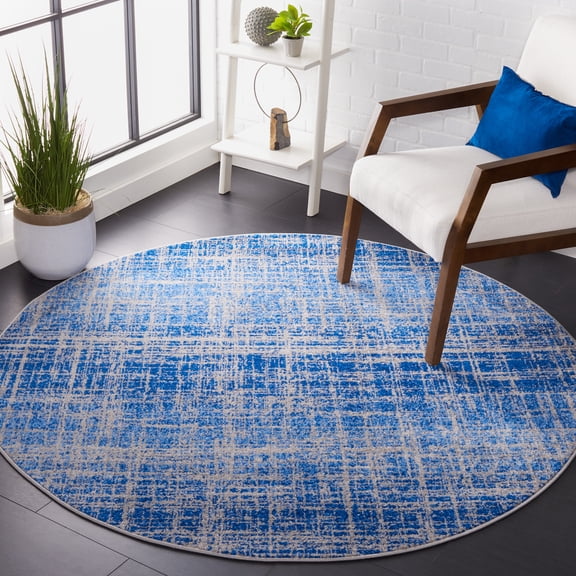 Safavieh Adirondack Kiersten Abstract Area Rug, Blue/Silver, 4' x 4' Round