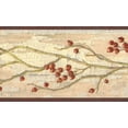 thumbnail image 1 of Bordure de Papier Peint Préencollé - Beige Clair Floral, Baies Rouges en Détresse sur le Motif Rétro de Bordure de Mur de Vigne, 4,57 M x 11,43 Cm (15 Pi x 4,5 Po), 1 of 1