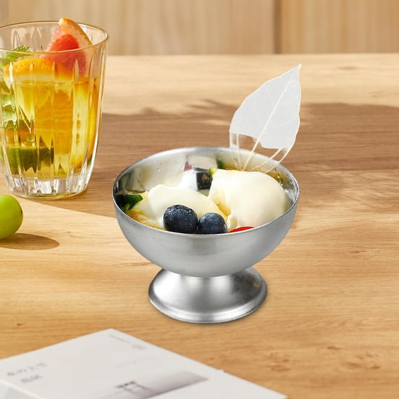 Taza de heladería Taza de bocadillos portátil de acero inoxidable tazón de postre taza de postre para graduaciones en casa Aniversarios ensalada de S de plata