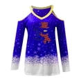 thumbnail image 4 of ICHUANYI Liquidación Mujeres V-Cuello Color Bloque Chriasmas Nieve Muñeco de Nieve Impresión Sin Tirantes Halter Manga Larga Sexy Tops Blusa ICHUANYI WER202308245060, 4 of 4