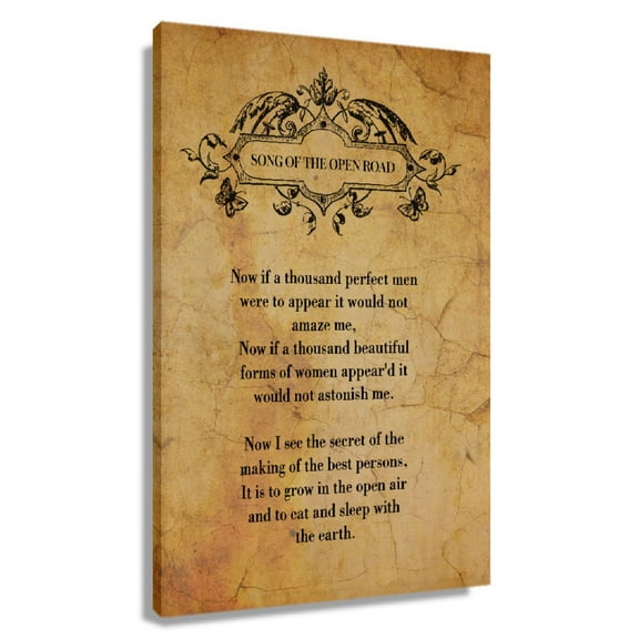 Song of The Open Road Poem Wall Art Walt Whitman Quotes Wall Art Poetry Posters for Kitchen Home Decorative Canvas for Living Room Painting Pictures for Bedroom Framed 20x30 in
