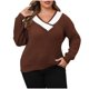 thumbnail image 2 of Suéter de cuello alto para mujer, suéter informal de cuello redondo y manga larga, suéter de punto a rayas, blusa holgada, suéter para mujer, 2 of 3