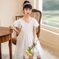 thumbnail image 3 of Eashery Girls Summer Dress Princess Summer Toddler Girl Dress White 8-9 Years, 3 of 5