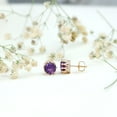 thumbnail image 4 of Rosec Jewels Real Round Amethyst Solitaire Stud Earrings with Diamond - 2.4 Ct- Vintage Earrings for Women - with Jewelry Box, 14K Yellow Gold, 4 of 6