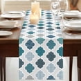 thumbnail image 3 of Table Runners 70 Inches Long Dress Scarves, Bohemia Farmhouse Coffee/Dining/Kitchen Table Decor, Holiday Table Runner, Vintage Moroccan Geometric Pattern Blue Green Gray 13x70 Inch, 3 of 9
