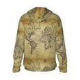 thumbnail image 2 of Goofa Vintage World Map Printed Women's UPF 50+ Sun Protection Hoodie Jacket Lightweight Long Sleeve Sun Shirt for Women with Pocket Hiking Outdoor-Small, 2 of 9