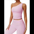 thumbnail image 3 of Camisetas Sin Mangas con un Solo Hombro para Mujer, Corte Entallado, Estilo Y2K Rosa L, 3 of 10
