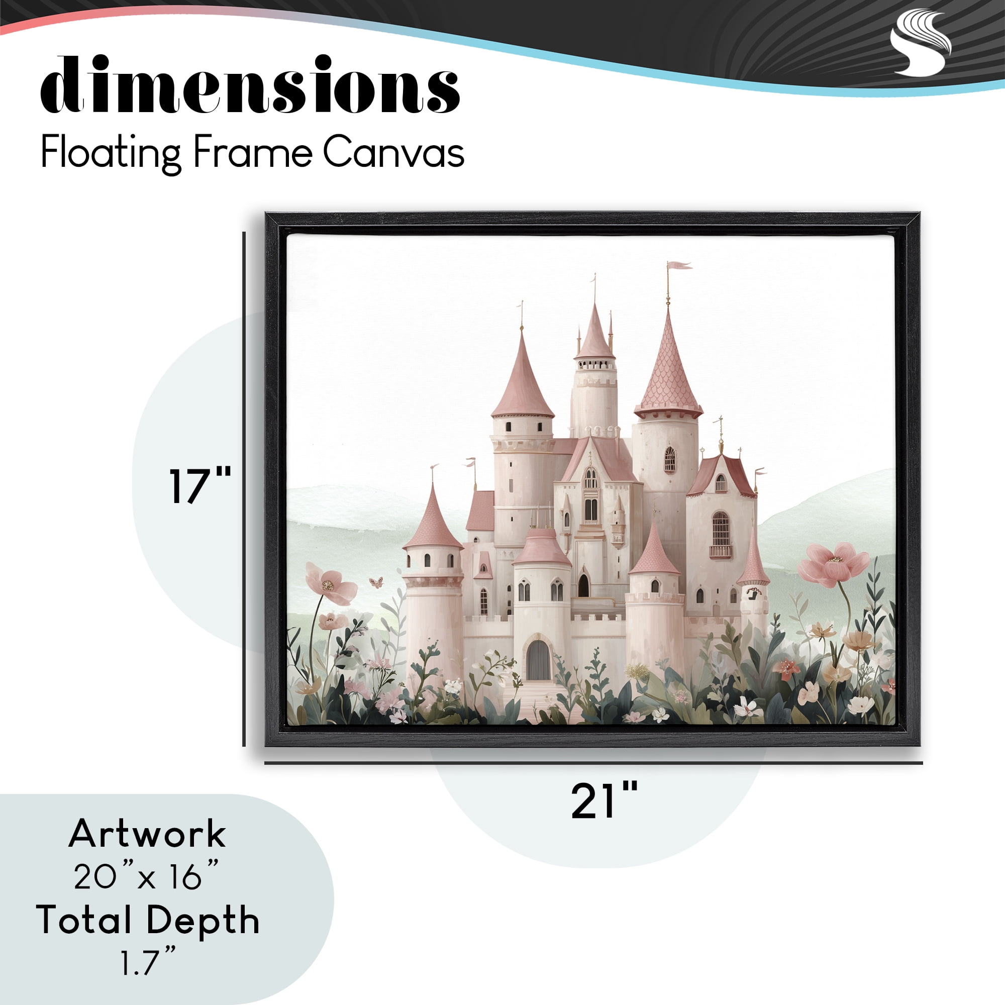 Stupell Industries A Castle For Princess Black Framed Floater Canvas Wall Art, design by Christine Simpson Art