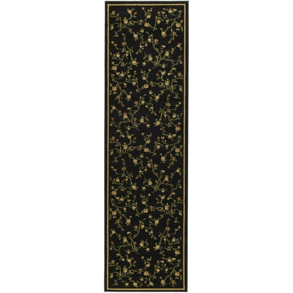 SAFAVIEH Lyndhurst Rebecca Floral Bordered Area Rug, Black, 5'3" x 7'6"