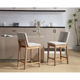thumbnail image 2 of Guyou 26" Counter Height Bar Stools Set of 2, Modern Linen Upholstered Barstools, Rustic Farmhouse Wooden Kitchen Island Chairs with Backrest and Footrest for Dining Room Home Bar Patio Club, Grey, 2 of 8