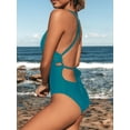 thumbnail image 3 of CUPSHE Women's One Piece Swimsuit Deep V Neck Keyhole Crisscross Back Self Tie Cutout Straps, 3 of 5