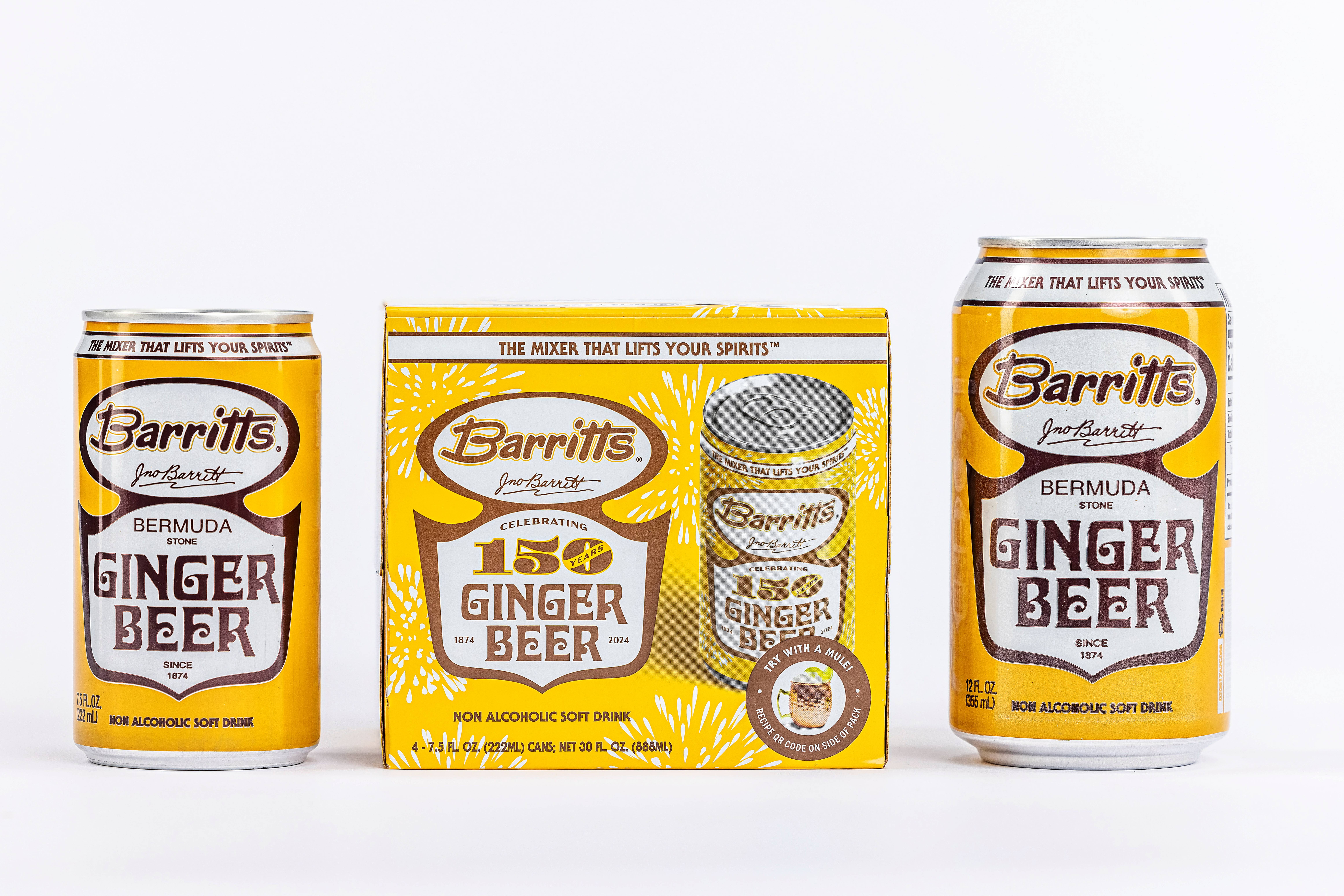 Barritt's Mixers - Ginger Beer Original Ginger Beer, Non-Alcoholic Soda Cocktail Mixer, 7.5 fl oz Cans, 24 Pack, Mini