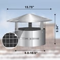 thumbnail image 3 of Bootuu 10 Inch Round Chimney Cap, 10 Inch Tapered Top Chimney Cap with Screen, 10 Inch Chimney Cap with Fastening Device with Screen, Stovepipe Finial, Stainless Steel, 3 of 6