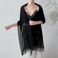 thumbnail image 3 of SWSMCLT Women's Formal Pashmina Shawl Wedding Shawl Convertible Fringe Fall Lace Trim Pashmina Scarf Black One Size, 3 of 5