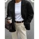 thumbnail image 5 of Blazer para Mujer, Informal, de Negocios, de Larga, con Solapa y Abertura Frontal, para Trabajo y con Bolsillos. Negro XL, 5 of 8