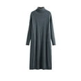 thumbnail image 3 of Meichang Turtleneck Cable Knit Sweater Dress for Women Chunky Long Sleeve Loose Fit Knee Length Pullover Sweater Dress Fall Winter Casual Knit Dresses, 3 of 4