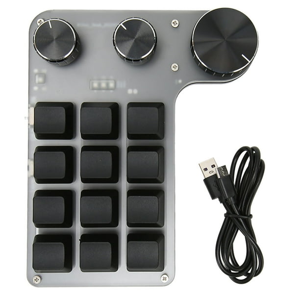 Teclado mecánico de 12 teclas y 3 perillas, interruptor rojo, impermeable, a prueba de polvo, control de volumen, teclado multifuncional para juegos, oficina, inalámbrico, Bluetooth con batería