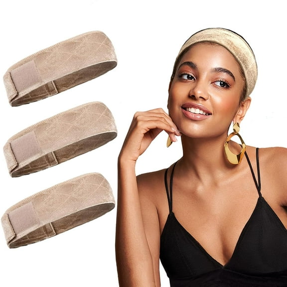 EIKODO-3 Pack Wig Grip Band for Women Girls,Wig Accessories for Women,Elastic Bands for Wig,Adjustable Velvet Wig Band for Keeping Wigs in Place, No-slip Wig Grip Headband (Beige)