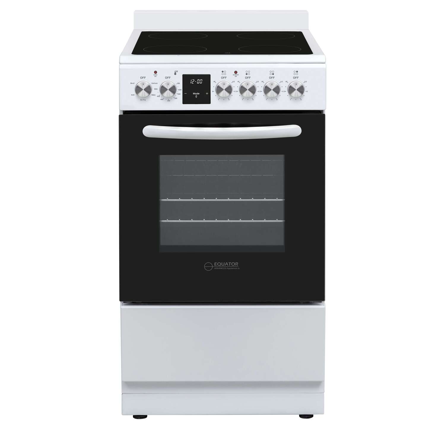 Equator 20" Electric Cooking Range 4 Ceramic Burner CONVECTION OVEN+AIR FRYER SS