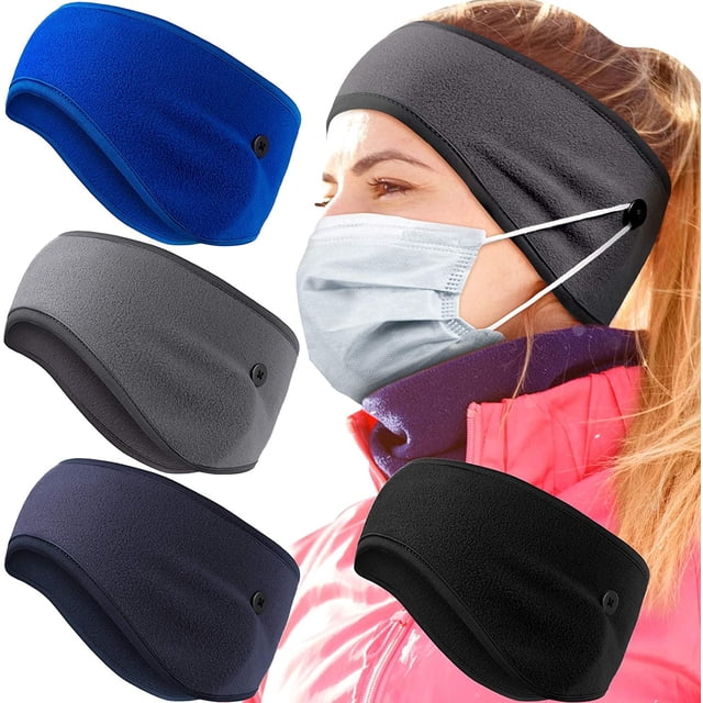 4 Uds botón orejeras diadema cálida diadema invierno polar correr diadema botón orejeras mujeres hombres ciclismo esquí Jogging entrenamiento Yoga Ormromra WMZL-2335