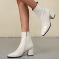 thumbnail image 3 of NECHOLOGY Botas Mujer Adulto Femenino Zapatos Botines mujer Botas de tacón con cremallera en el tobillo para mujer de talla grande de cuero a la botas de mujer gruesas laterales (White, 7.5), 3 of 6