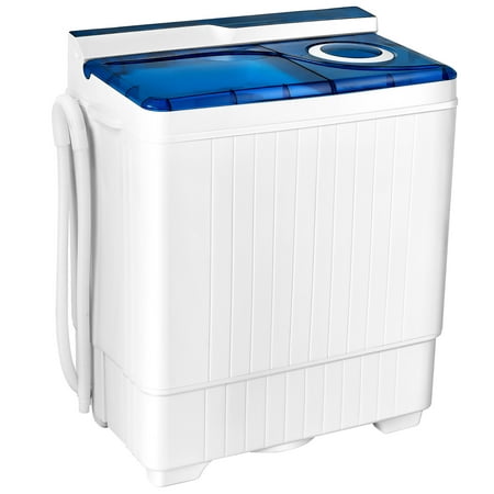 Costway 26lbs Portable Semi-automatic Washing Machine W/Built-in Drain Pump Blue
