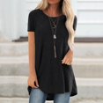 thumbnail image 3 of JUNWELL Tunique d'Été Grande Taille pour Femmes Col Rond Manches Courtes T-Shirts Longs Fluides Blouses en Solde Liquidation 2024, 3 of 5