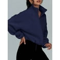 thumbnail image 5 of Womens Fleece Jackets Zip Up Oversized Sweatshirts Winter Clothes Long Sleeve Crop Fall Outfits Navy Blue XXL, 5 of 7