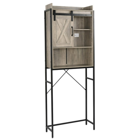 GoDecor Bathroom Cabinet Storage Cabinet Wall Cabinet, Over the Toilet Bathroom Space Saver, with 3 Shelves and Sliding Barn Door