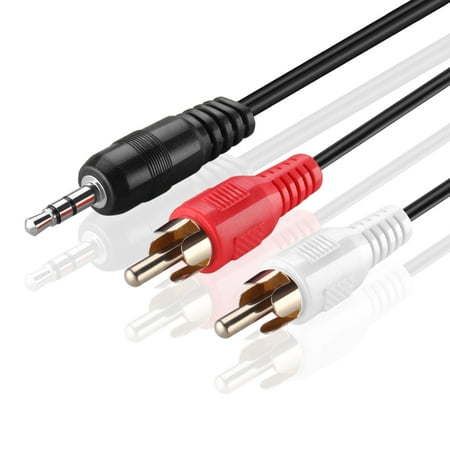 3.5mm to RCA Audio Cable (15 Feet) Bi-Directional Male to Male Gold Plated Connector AUX Auxiliary Headphone Jack Plug Y Adapter Splitter Converter to Left / Right Stereo 2RCA Wire Cord
