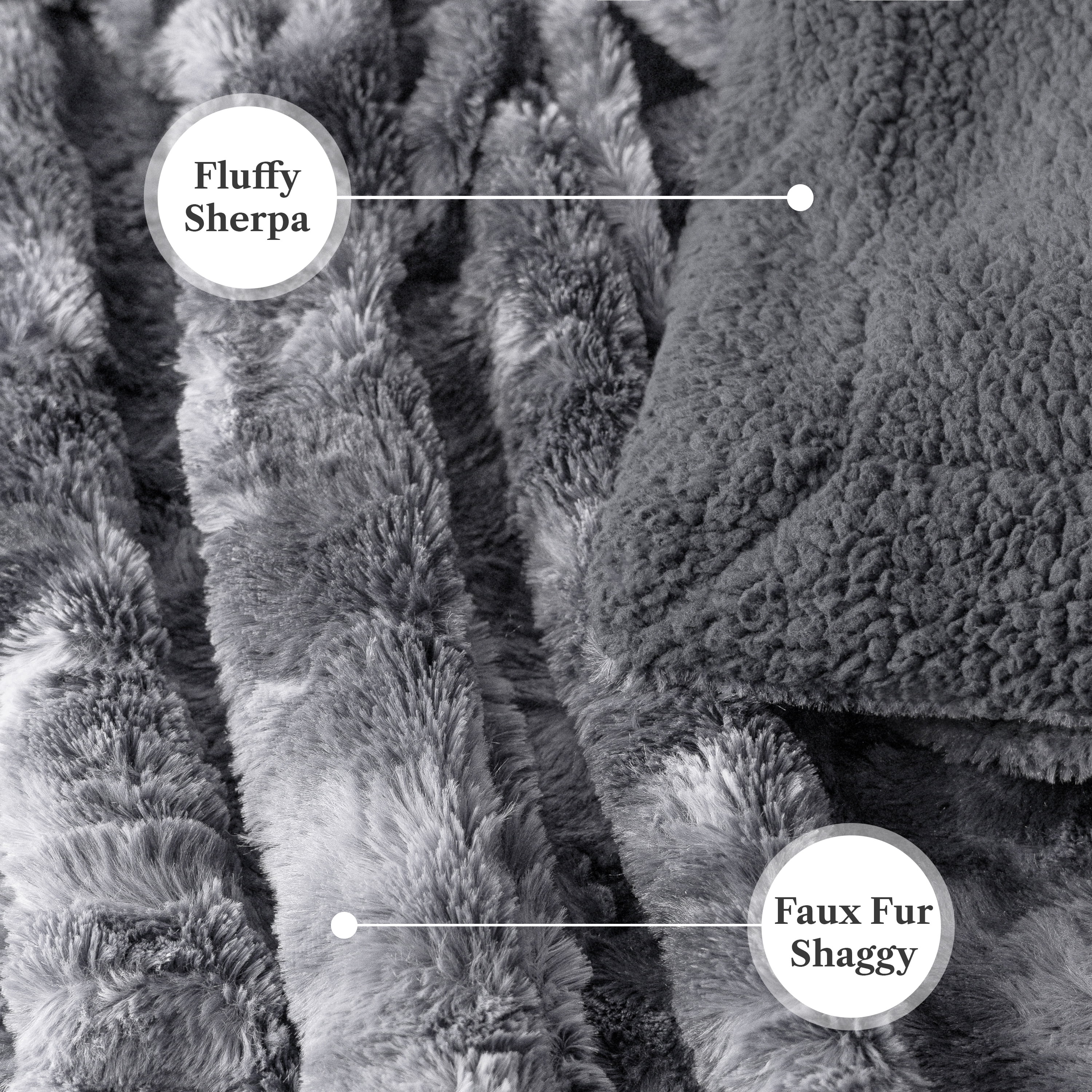 PAVILIA Faux Fur Throw Blanket Tie-Dye Grey, Soft Fuzzy Warm Sherpa Blankets & Throws for Bed, Fluffy Plush Thick Fleece Throw Blanket for Couch Sofa, Reversible Furry Shaggy Blanket, Grey 50x60