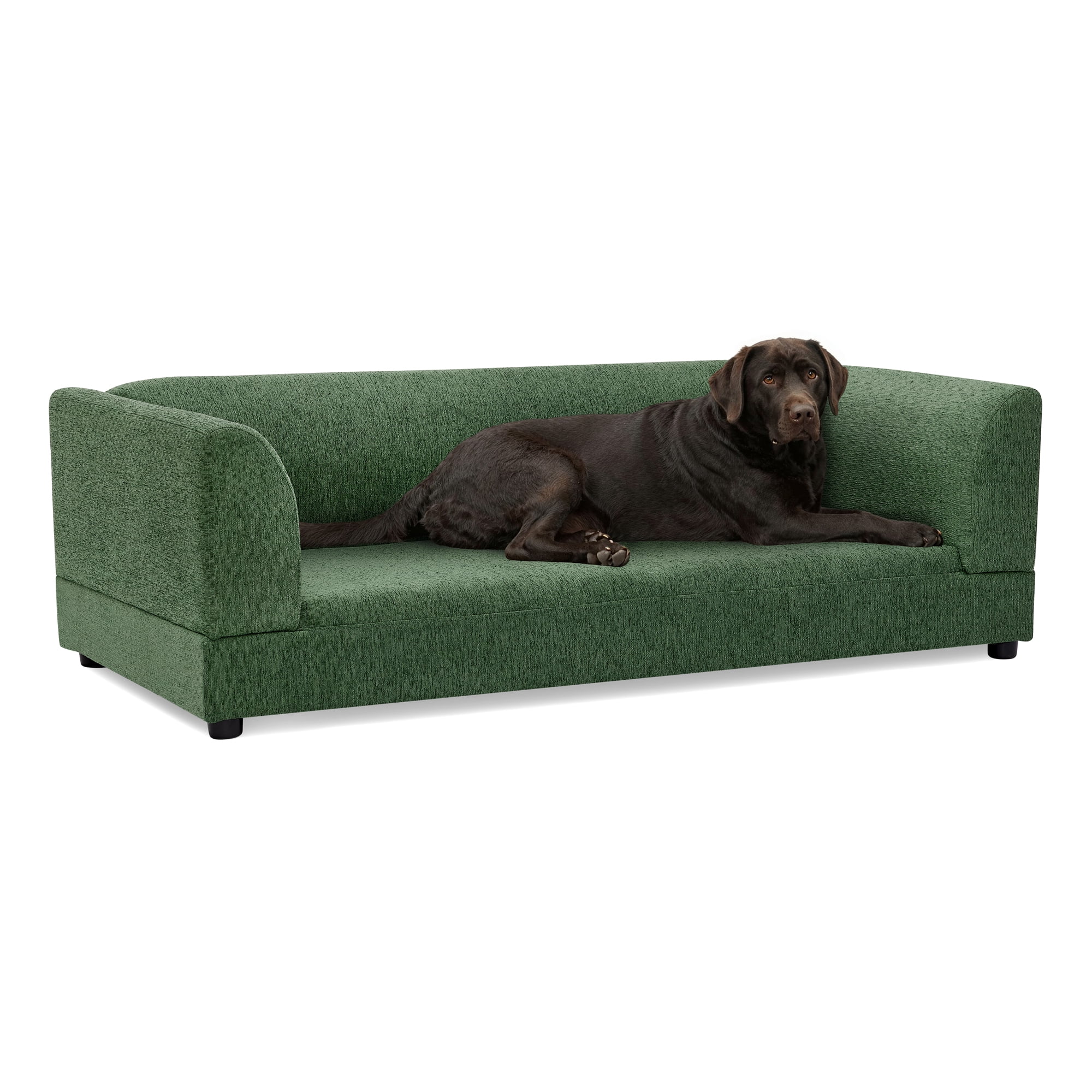 Oversized Pet Sofa for Medium/Large Dogs, Modern Rectangular Design with Backrest, Armrests & Soft Cushion, Olive Green (56.5"*26"*17")