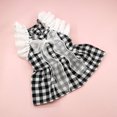 thumbnail image 2 of CSChome Pet Dress Adorable Lace Stitching Ruffle Sleeve Plaid Print Pet Dog Bowknot Princess Daily Wear, 2 of 7