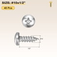 thumbnail image 2 of Pan Head Self Tapping Screws(#10x1/2") 40Pcs, 304 Stainless steel Self Drilling Screw for Metal Wood Plastic, for Cabinet Wall Shutter Plate Rock Furniture, Silver Tone, 2 of 7