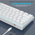 thumbnail image 2 of 60 Percent Mechanical Gaming Keyboard, White Gaming Keyboard with Blue Switches, Detachable Type-C Cable 60% Mini Keyboard with Powder Blue Light for Windows/Mac/PC/Laptop - White/Blue Switches, 2 of 6