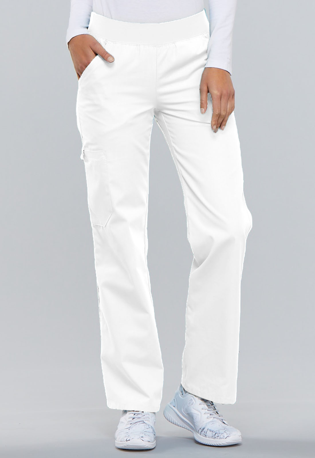 Cherokee Flexibles Women Medical Scrubs Pant Mid Rise Knit Waist Pull