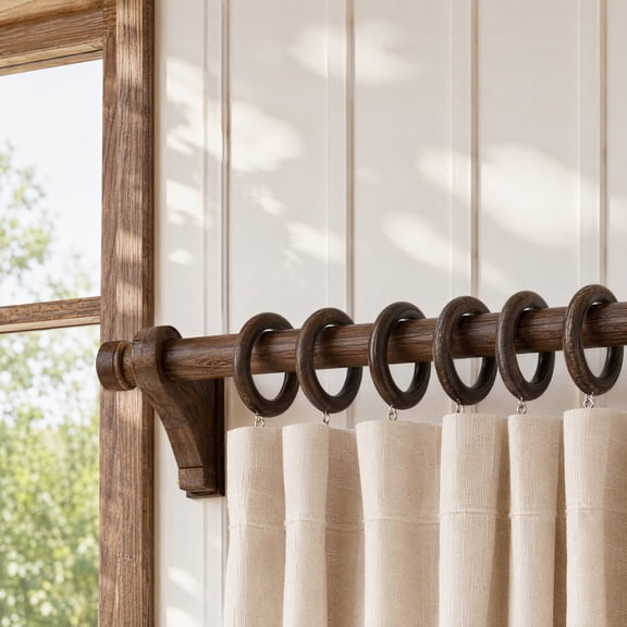 Luxshiny 6Pcs Elegant Wooden Drapery Rings with Hooks for Versatile Curtain Use