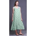 thumbnail image 3 of Bimba Pastel Mint13 Floral Leaves & Anemone Mid Calf Nightwear Ladies Cotton Printed Sleeveless Night Gown Maxi Dress Medium, 3 of 6