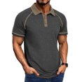 thumbnail image 1 of pstuiky camiseta de hombre, Blusa de manga corta con cuello vuelto, transpirable, con botones y color liso para hombre camisetas de hombre xxl, 1 of 7