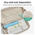thumbnail image 4 of BAGSMART Double Layer Makeup Bag Wide-open Cosmetic Pouch Organizer Travel Toiletry Bag Essentials Accessories for Women Girls, Quilted Camel, 4 of 7